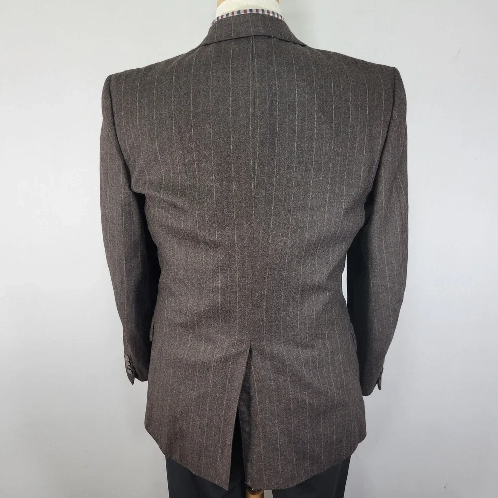 VTG Nino Cerruti Men's Sport Coat Blazer‎ Two Button Flannel Brown Striped 40R